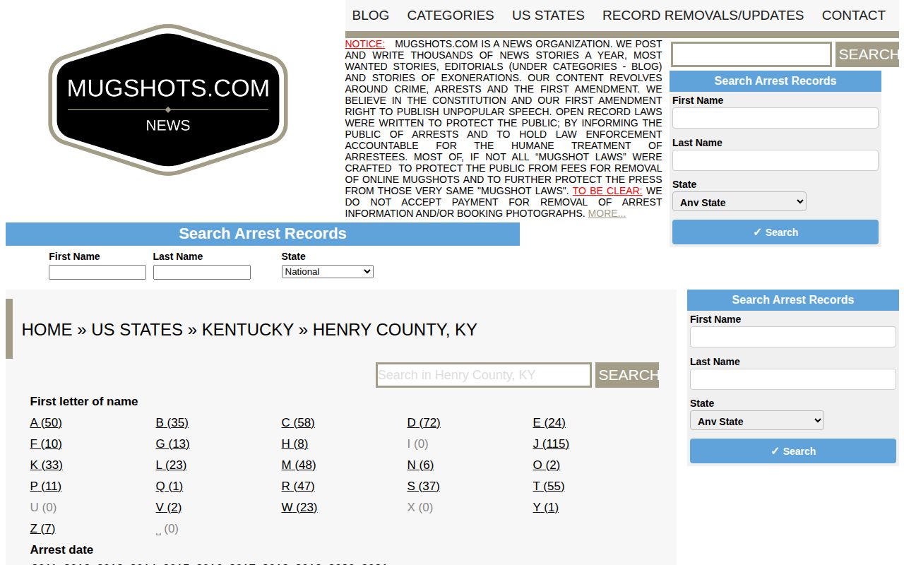 Historical unofficial Henry County mugshot archive context