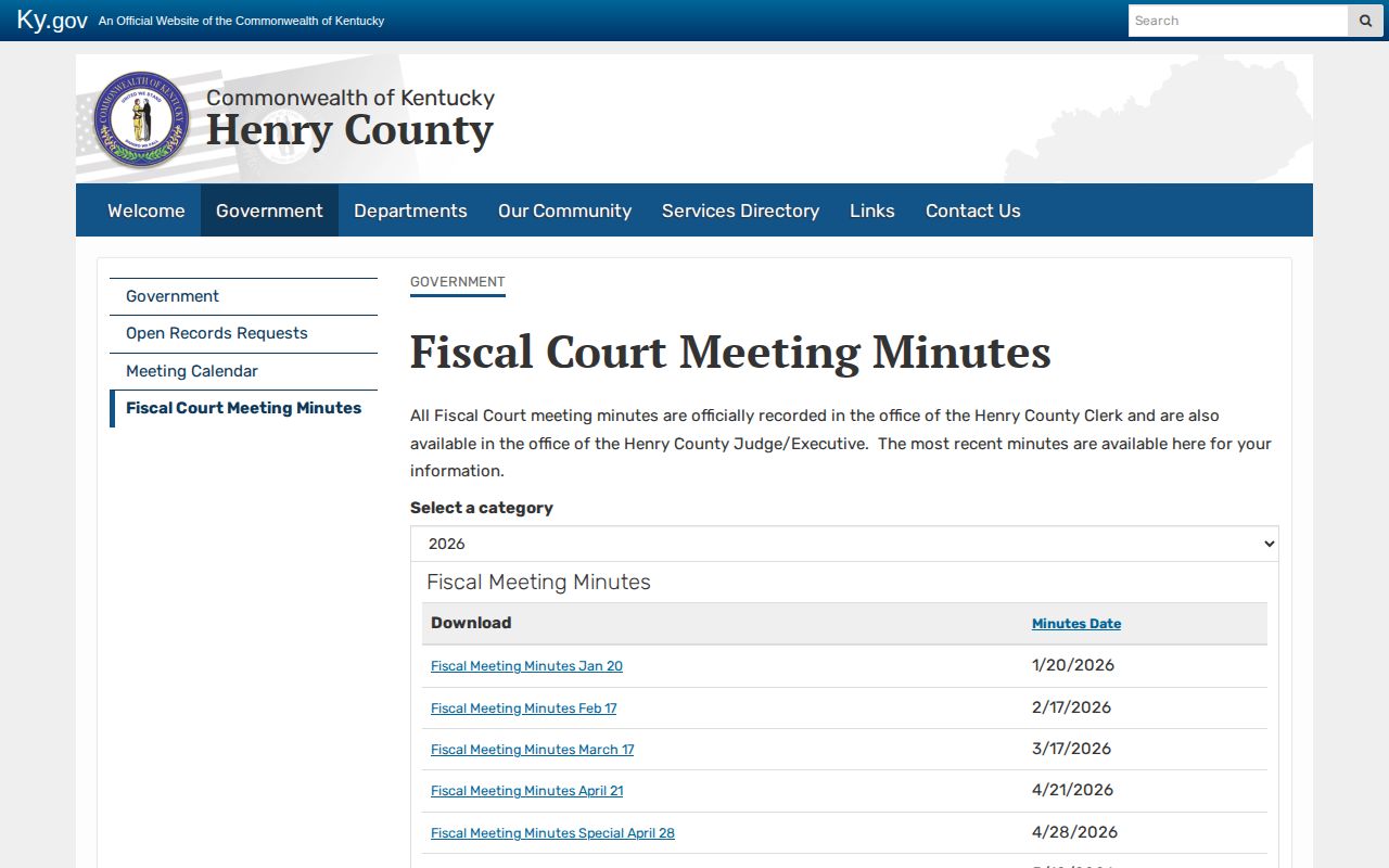 Henry County arrest activity fiscal court records